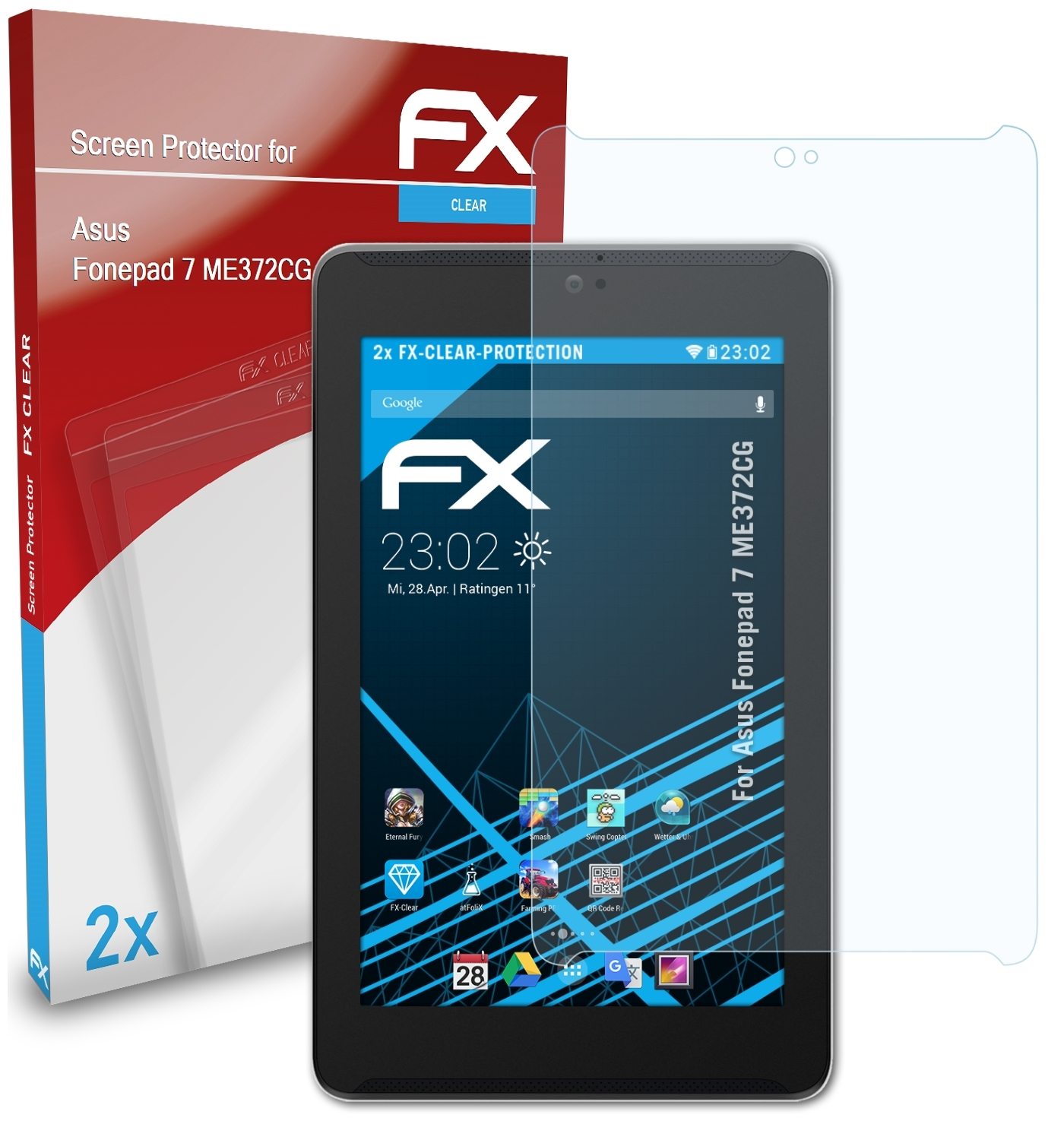 ATFOLIX 2x FX-Clear Displayschutz(für Asus 7 (ME372CG)) Fonepad