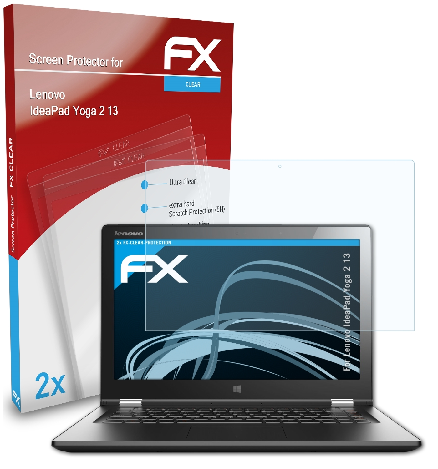 ATFOLIX 2x FX-Clear Displayschutz(für IdeaPad Lenovo 2 13) Yoga