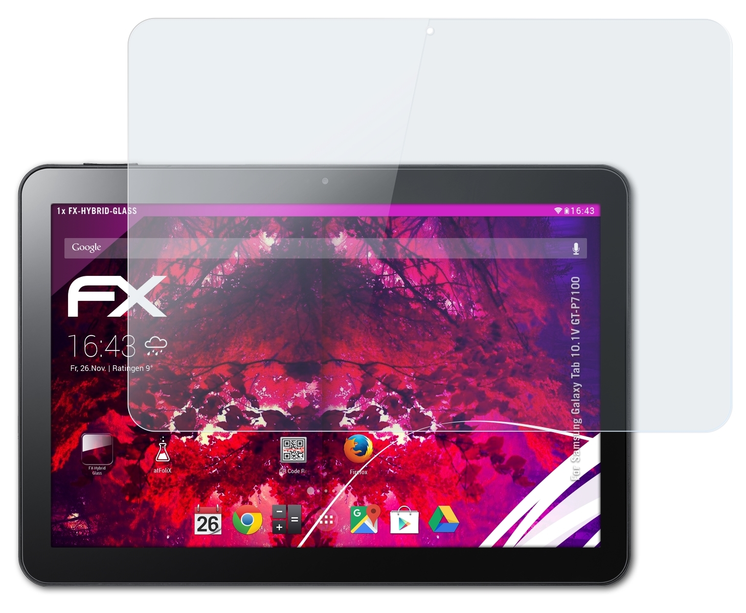 FX-Hybrid-Glass ATFOLIX Samsung Tab Schutzglas(für Galaxy (GT-P7100)) 10.1V
