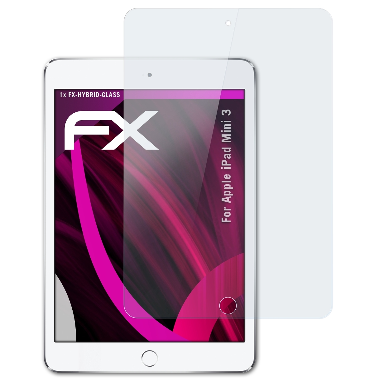 Apple Mini 3) ATFOLIX iPad Schutzglas(für FX-Hybrid-Glass