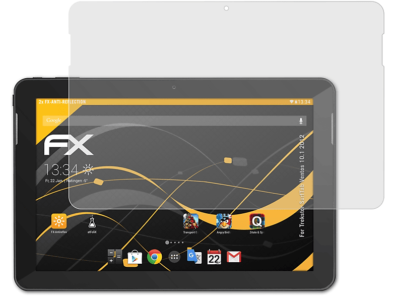 ATFOLIX 2x FX-Antireflex Displayschutz(für 10.1 (2012)) Trekstor Ventos SurfTab