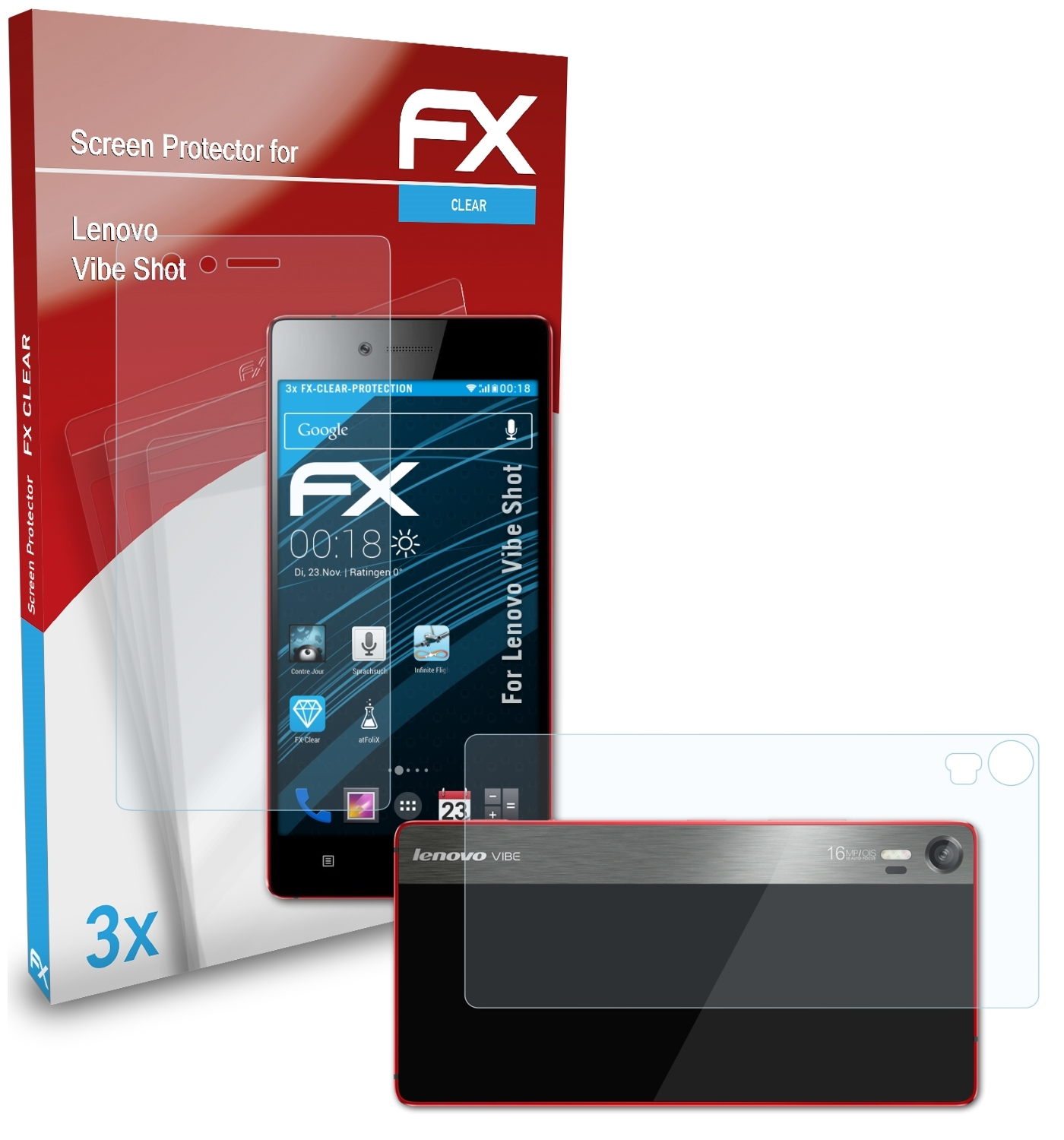 FX-Clear Shot) Lenovo Vibe 3x Displayschutz(für ATFOLIX
