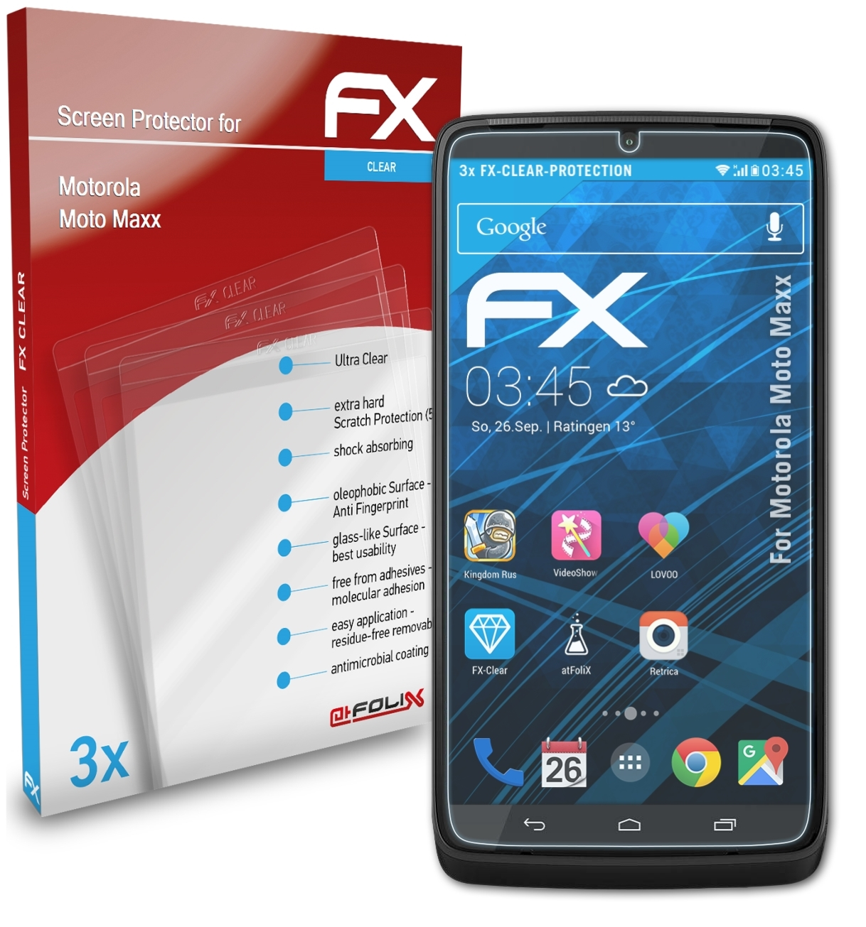 ATFOLIX 3x FX-Clear Maxx) Motorola Displayschutz(für Moto