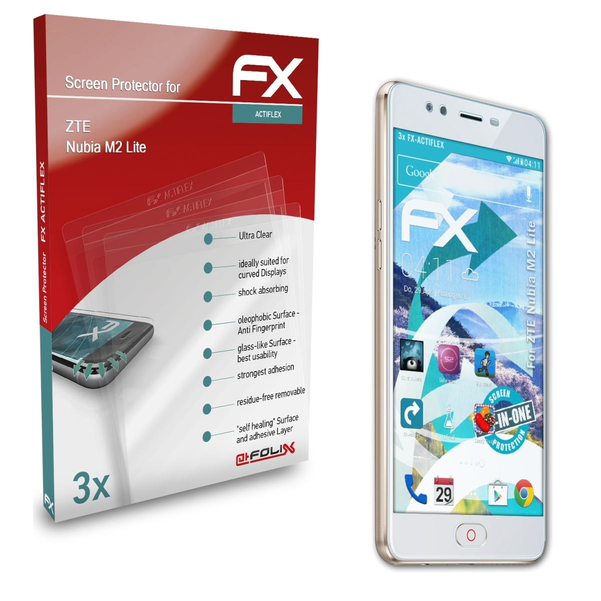 Displayschutz(für ZTE 3x FX-ActiFleX ATFOLIX M2 Nubia Lite)