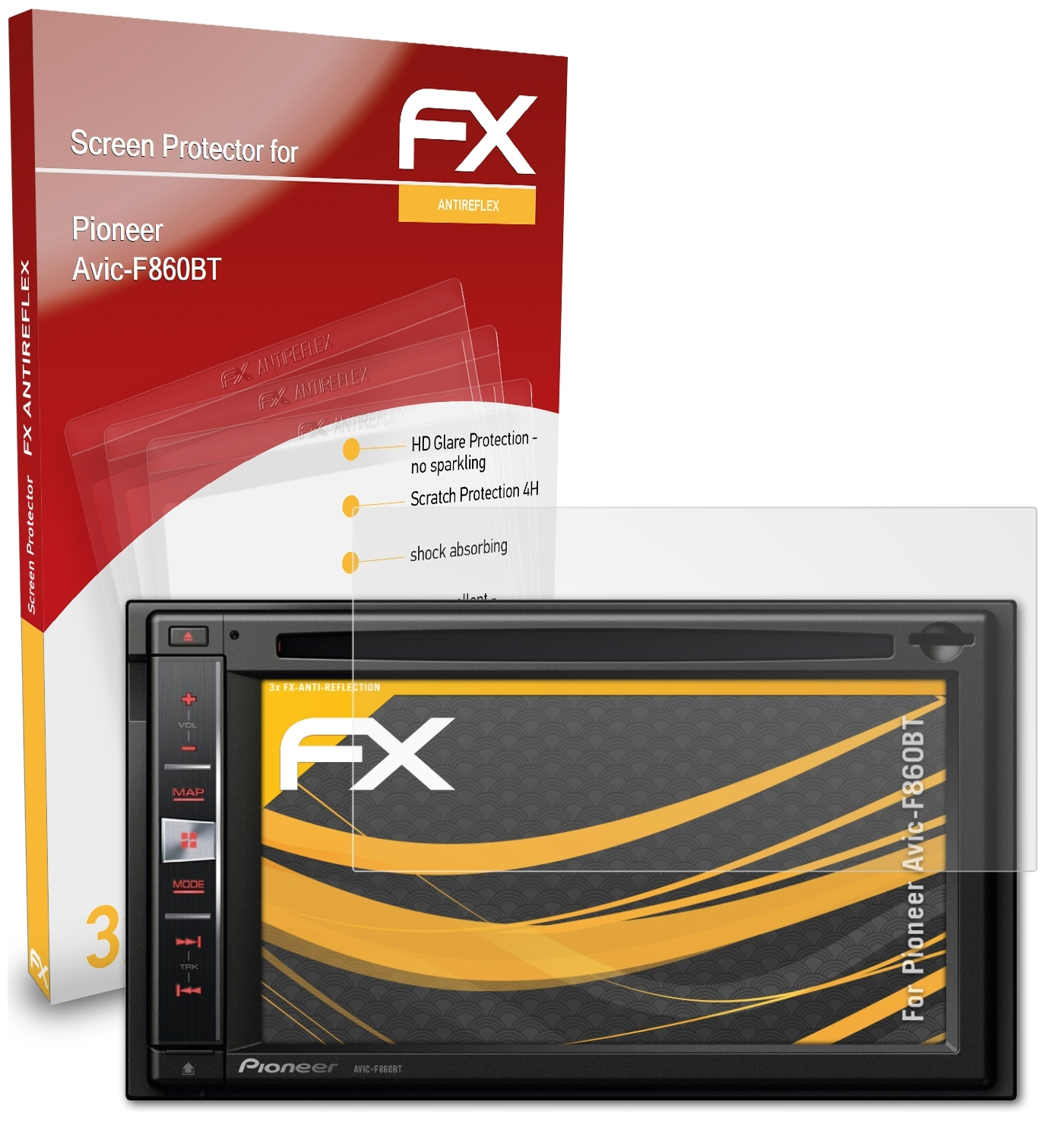ATFOLIX 3x FX-Antireflex Displayschutz(für Pioneer Avic-F860BT)