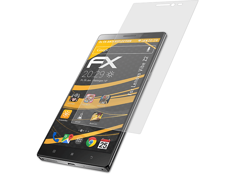 ATFOLIX 3x Lenovo FX-Antireflex Displayschutz(für Z2) Vibe