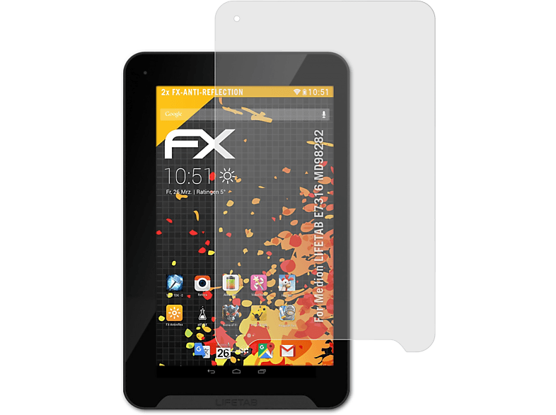 LIFETAB E7316 2x ATFOLIX Medion FX-Antireflex Displayschutz(für (MD98282))