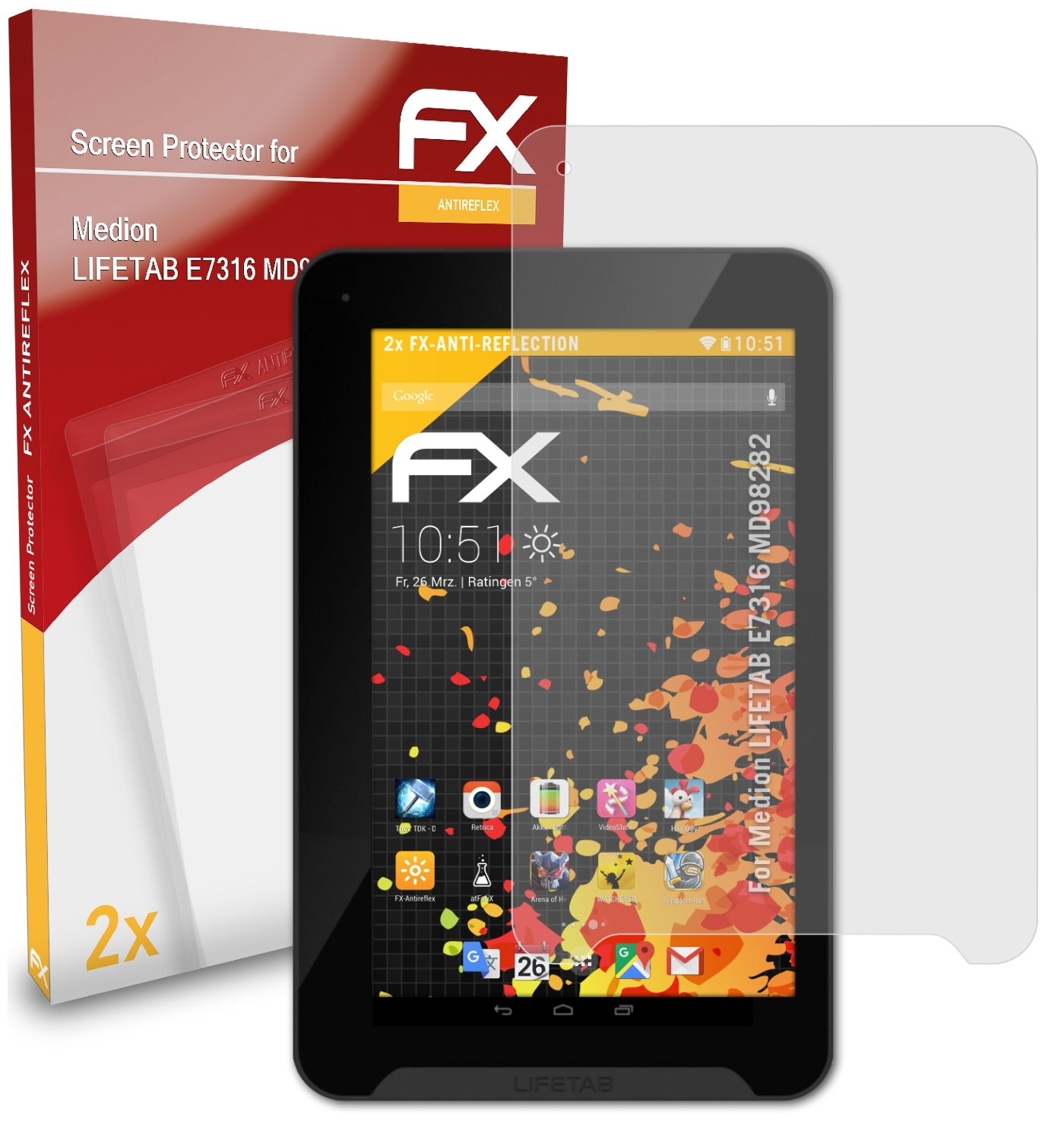 ATFOLIX 2x Medion FX-Antireflex Displayschutz(für LIFETAB E7316 (MD98282))