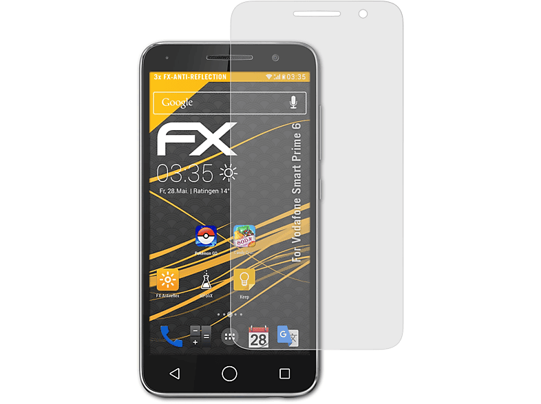 ATFOLIX 3x FX-Antireflex Displayschutz(für Vodafone Smart Prime 6)