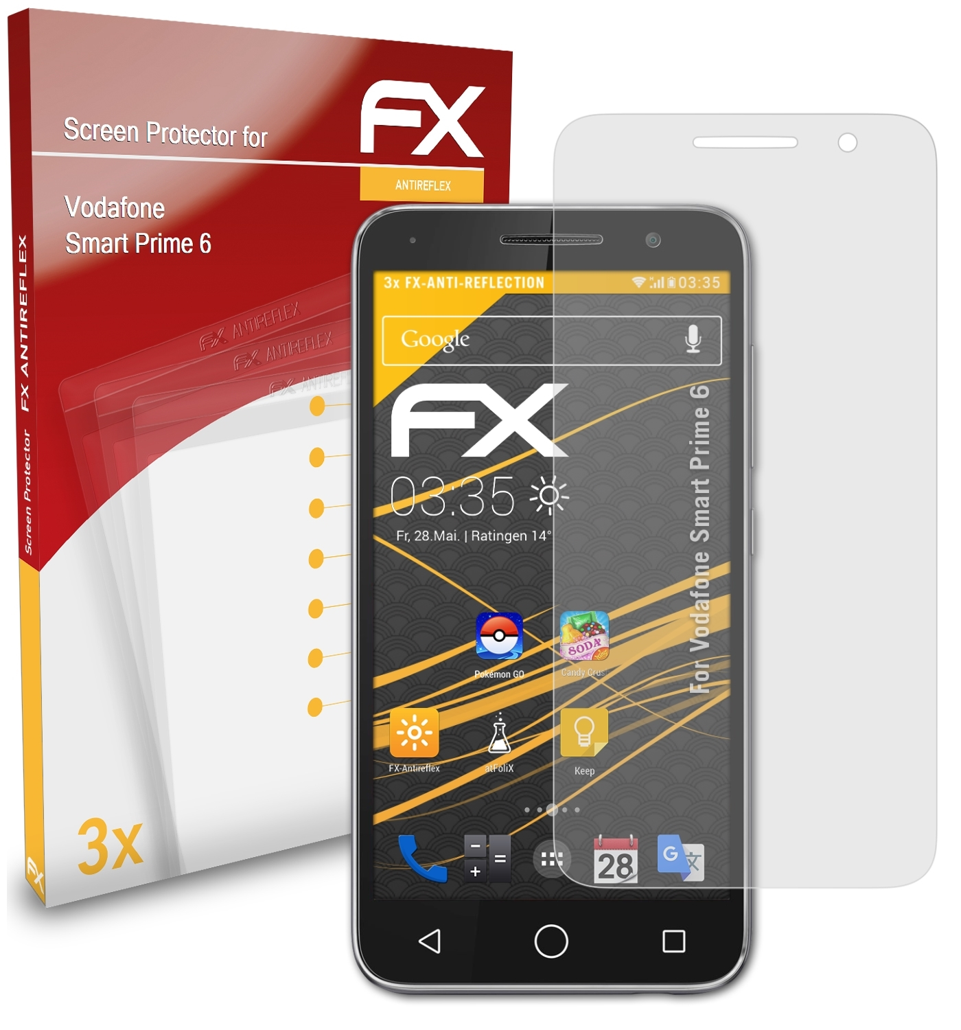 ATFOLIX Prime 3x Displayschutz(für FX-Antireflex Vodafone Smart 6)