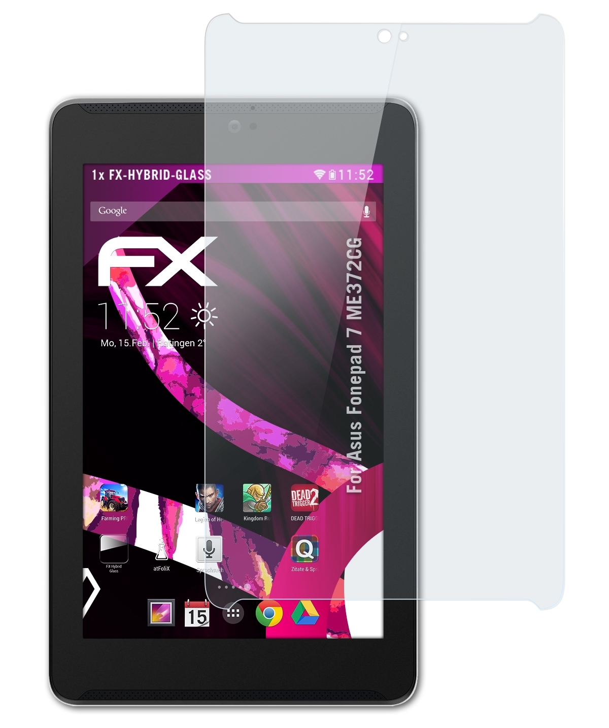 ATFOLIX FX-Hybrid-Glass Schutzglas(für Fonepad (ME372CG)) 7 Asus