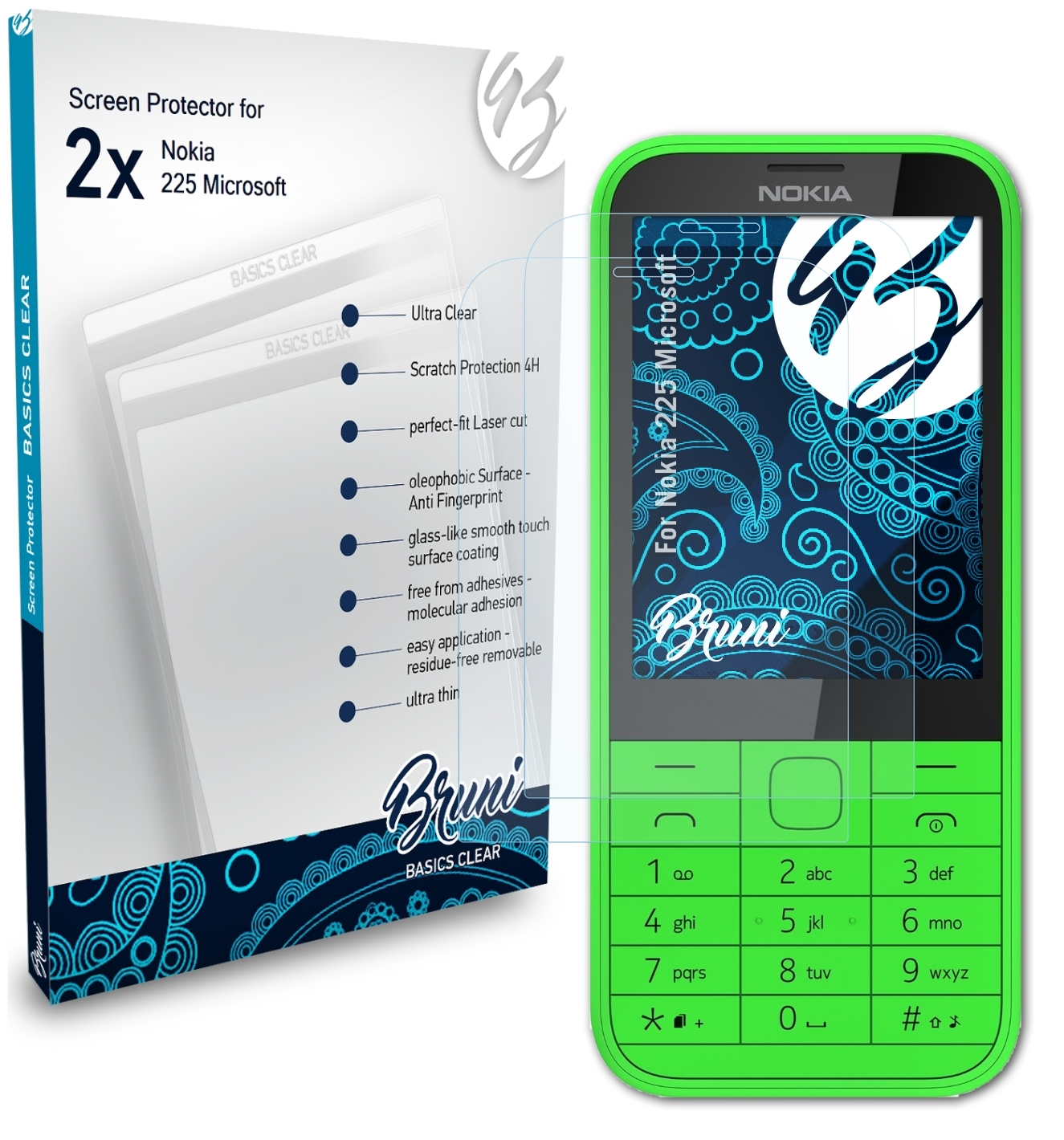 Nokia Basics-Clear Schutzfolie(für (Microsoft)) 225 2x BRUNI