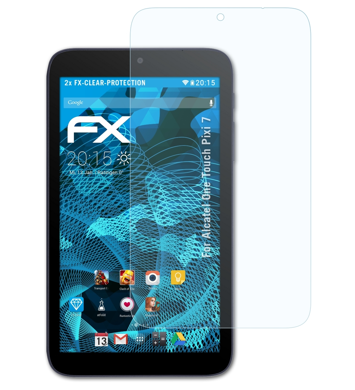 ATFOLIX Pixi 7) FX-Clear Touch Alcatel Displayschutz(für One 2x