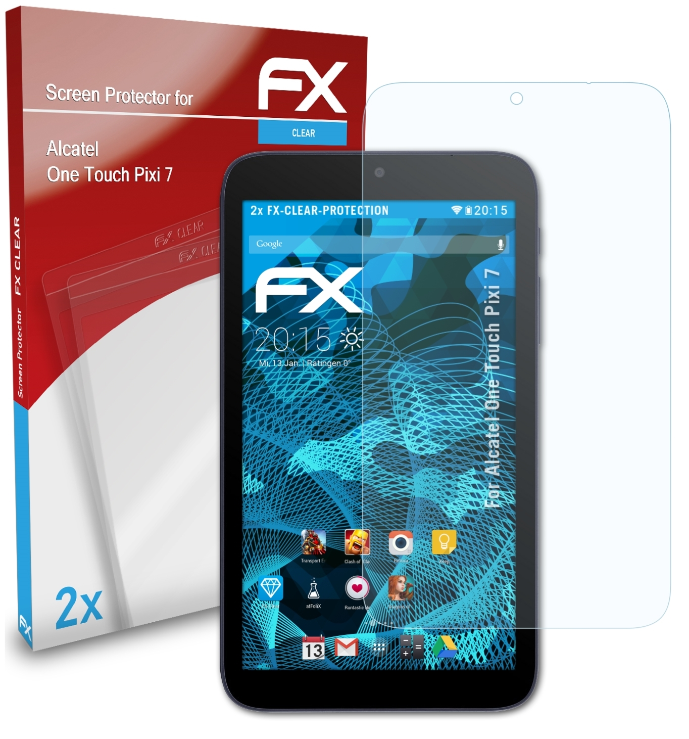 7) ATFOLIX FX-Clear Alcatel Displayschutz(für Pixi One Touch 2x