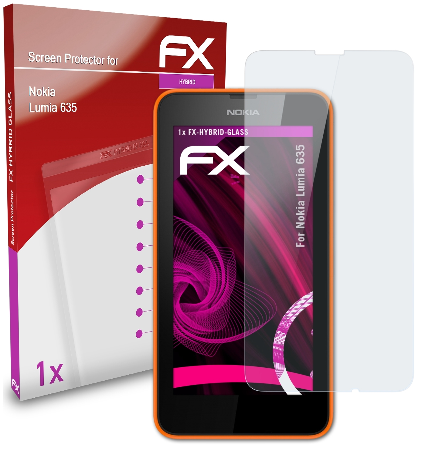 Nokia Lumia FX-Hybrid-Glass ATFOLIX 635) Schutzglas(für