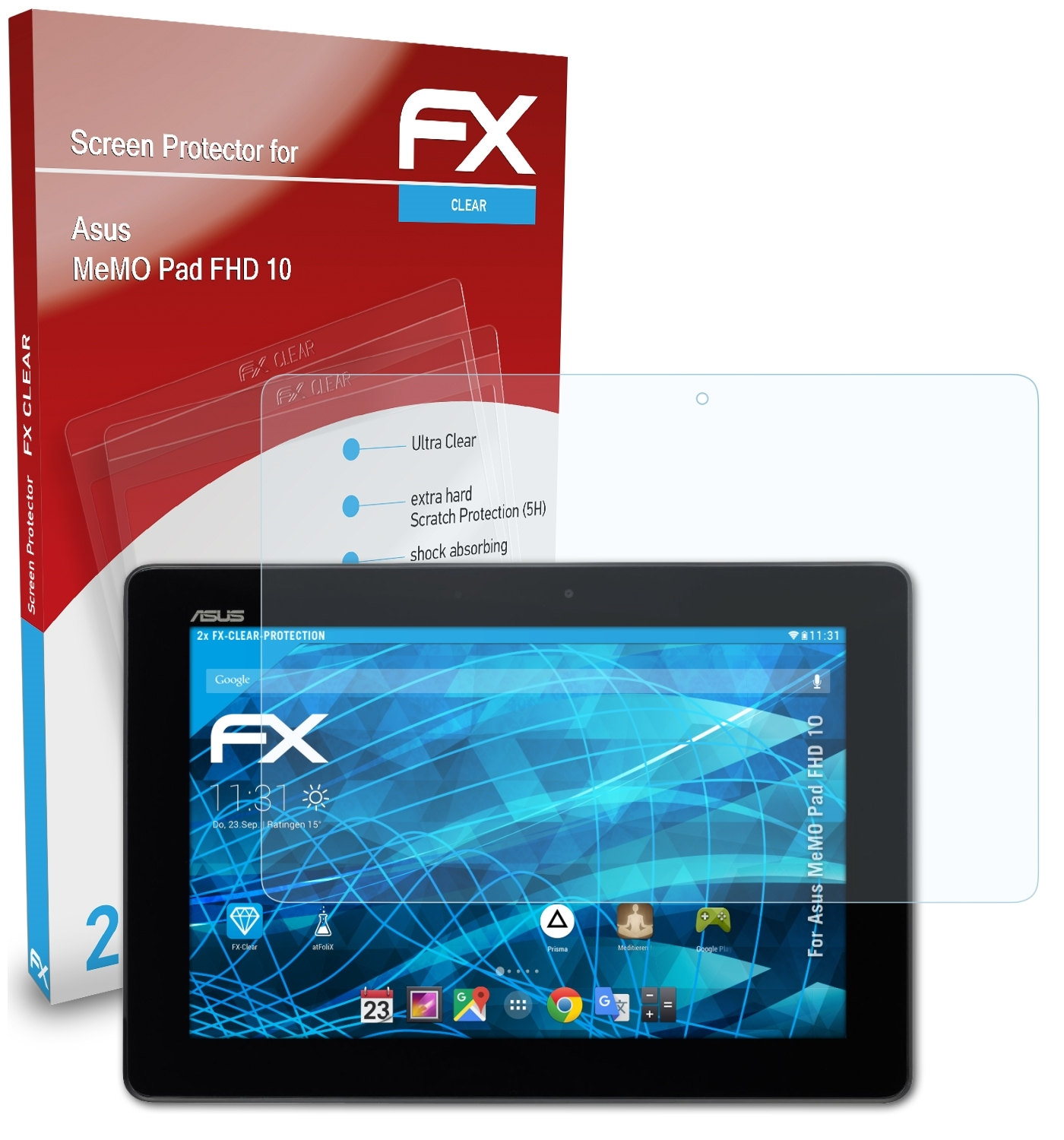 FHD FX-Clear MeMO Asus ATFOLIX Displayschutz(für 2x Pad 10)