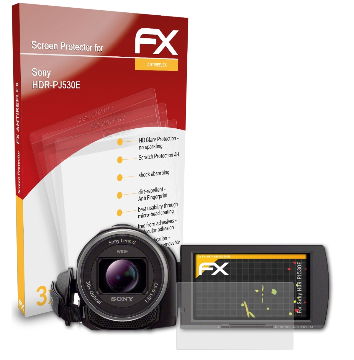 ATFOLIX 3x FX-Antireflex Displayschutz(für Sony HDR-PJ530E)