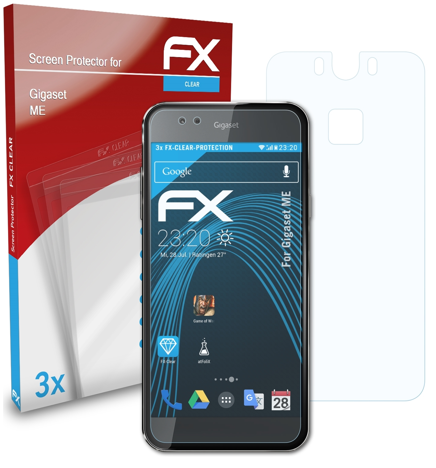3x ATFOLIX Displayschutz(für Gigaset FX-Clear ME)