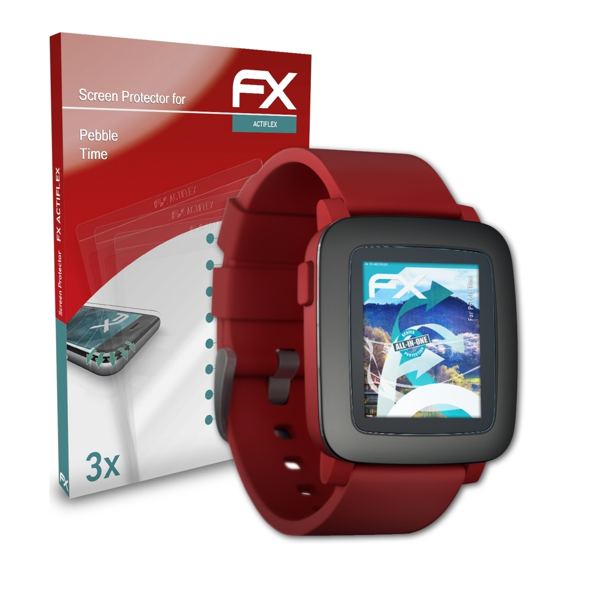 ATFOLIX Time) Pebble FX-ActiFleX 3x Displayschutz(für