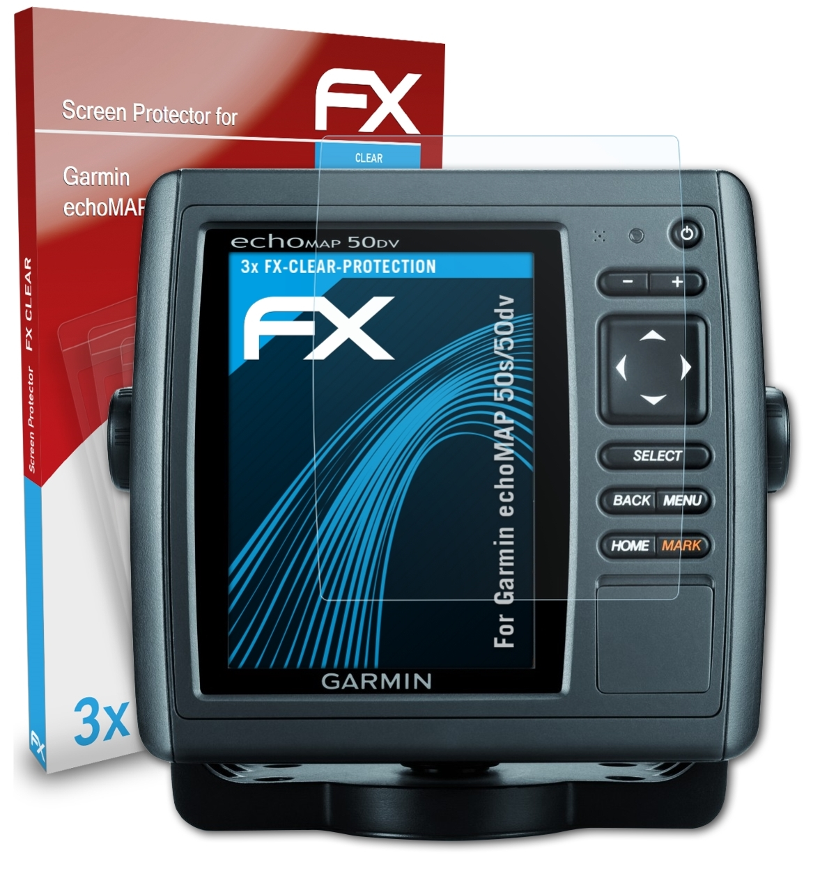 ATFOLIX 3x FX-Clear Garmin Displayschutz(für 50s/50dv) echoMAP