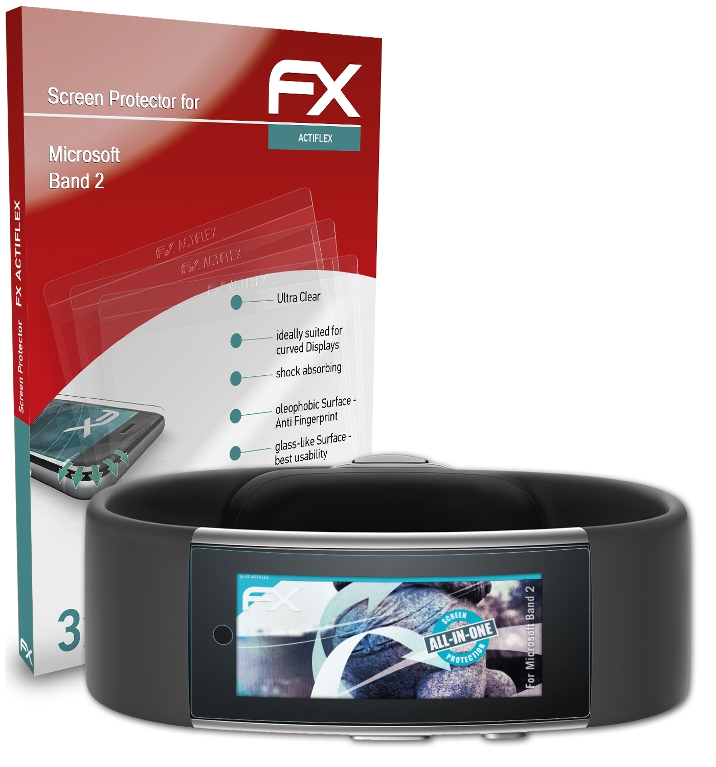 ATFOLIX 3x FX-ActiFleX Displayschutz(für Microsoft Band 2)