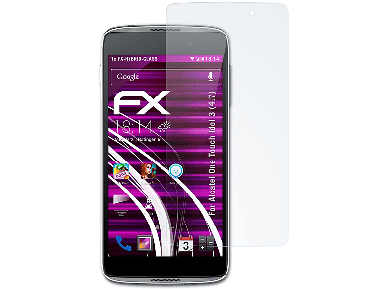 ATFOLIX FX-Hybrid-Glass Schutzglas(für Alcatel One Touch Idol 3 (4.7))