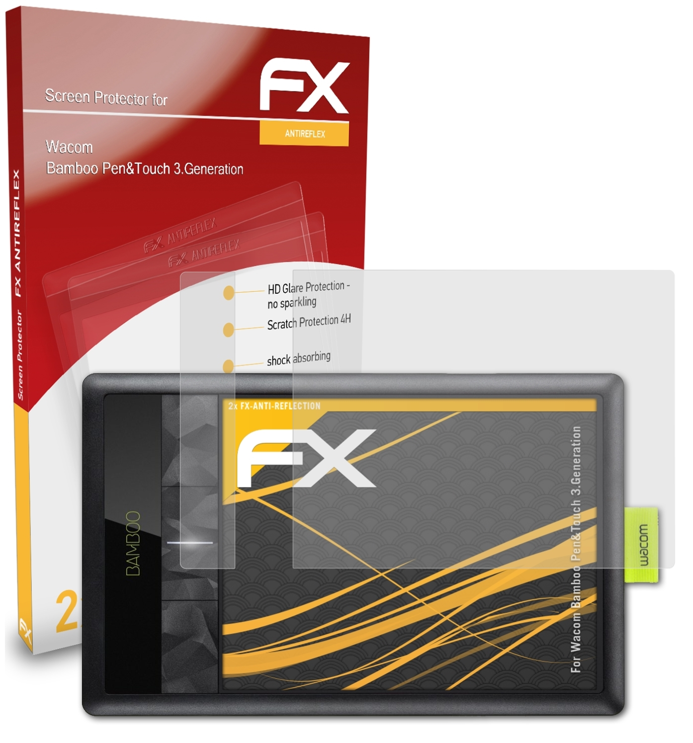 Bamboo ATFOLIX (3.Generation)) Pen&Touch 2x FX-Antireflex Displayschutz(für Wacom