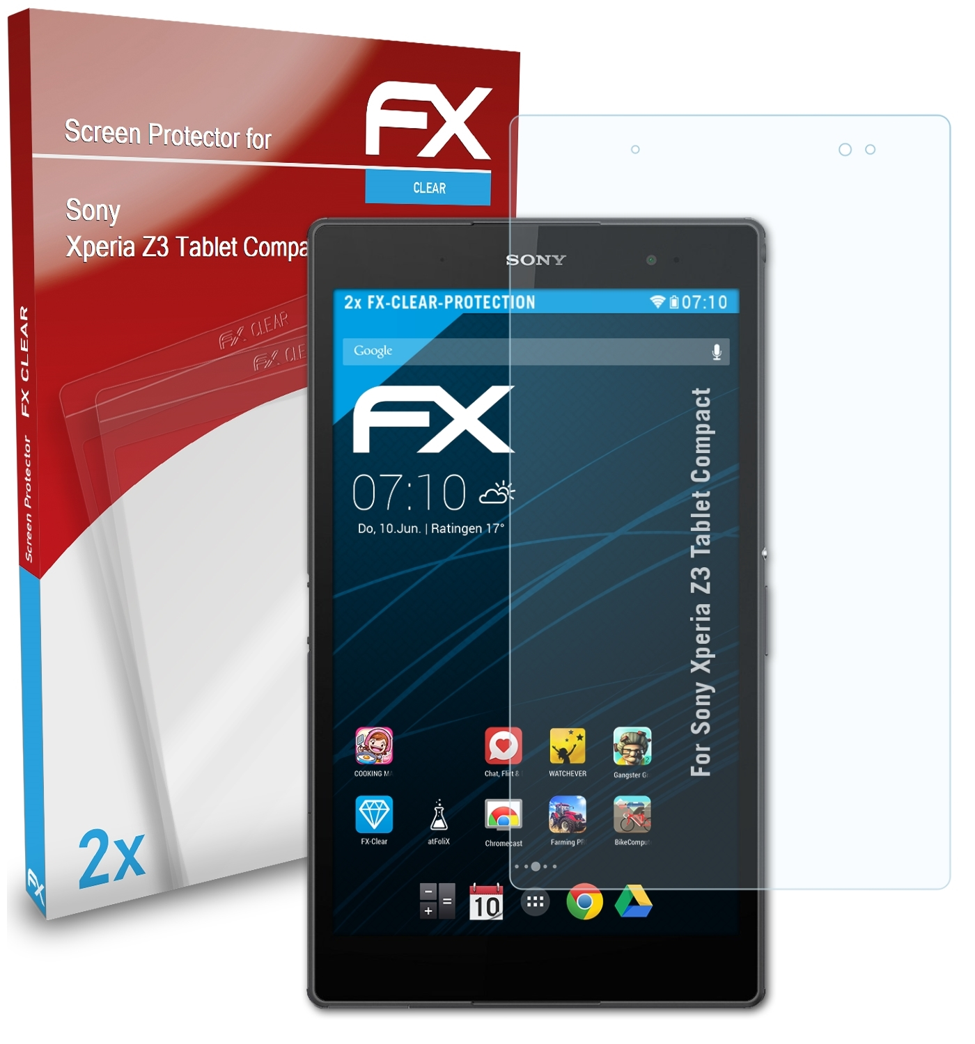 ATFOLIX 2x Displayschutz(für Z3 Xperia Tablet FX-Clear Sony Compact)