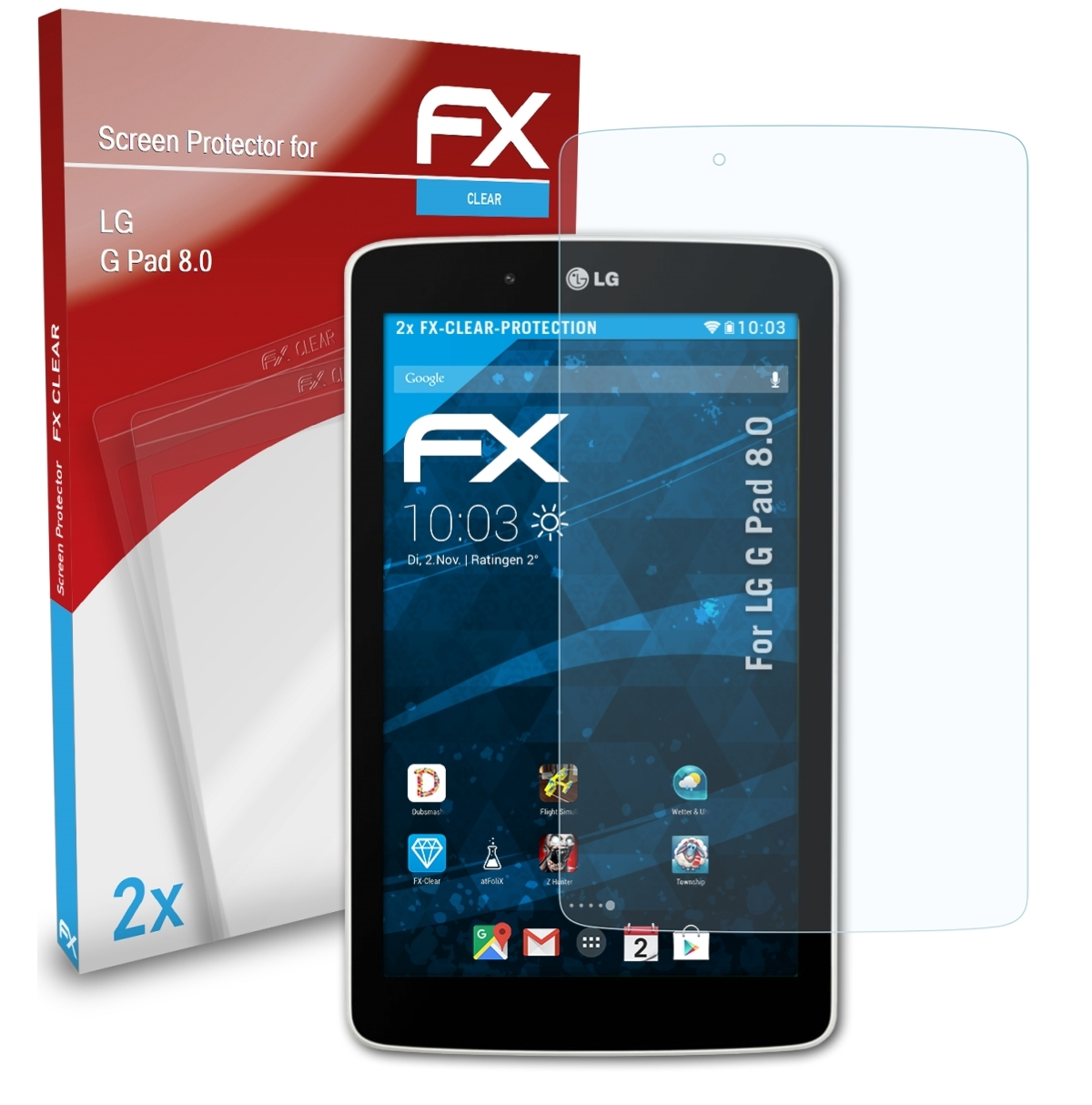 ATFOLIX 2x FX-Clear LG 8.0) Displayschutz(für G Pad