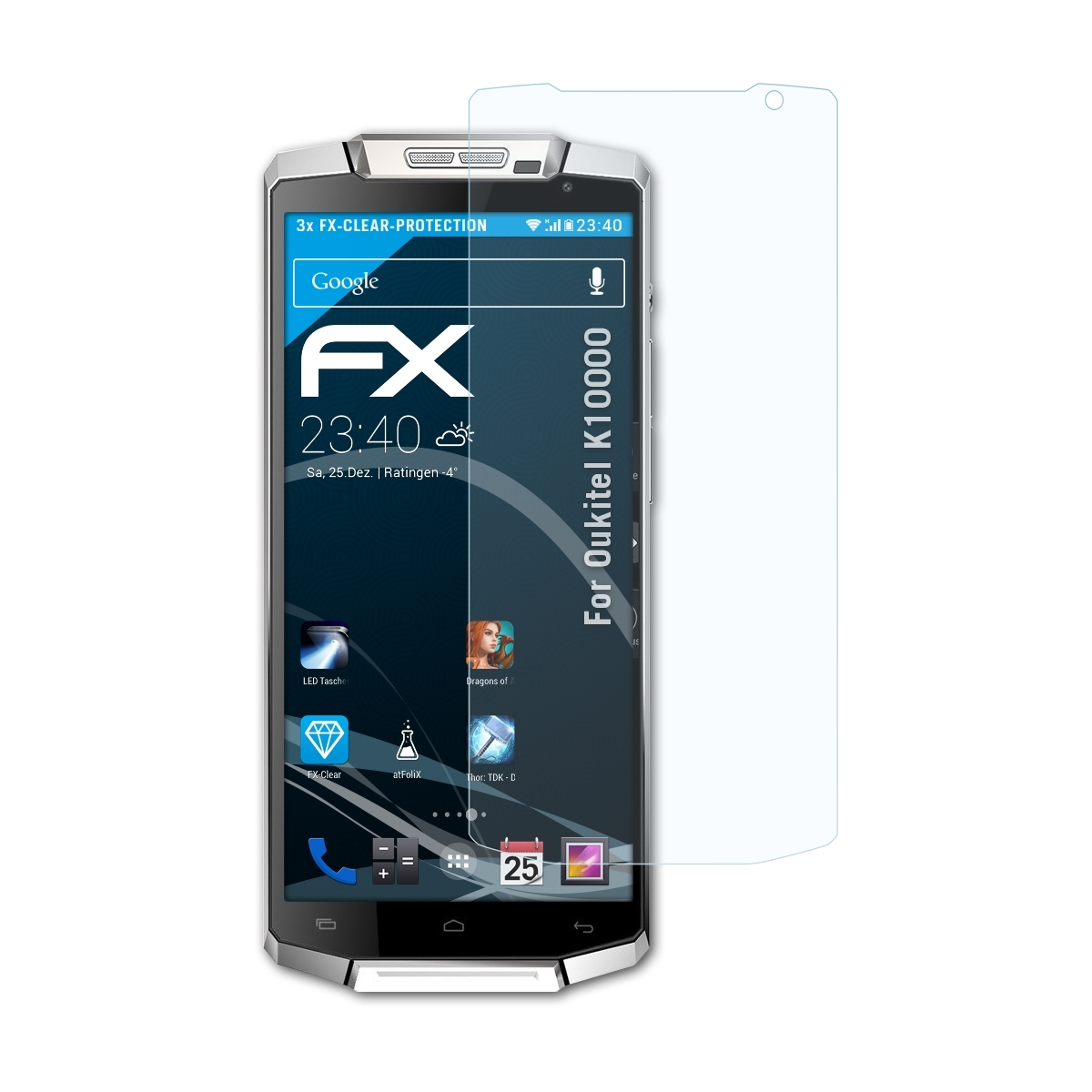 Displayschutz(für K10000) 3x ATFOLIX FX-Clear Oukitel