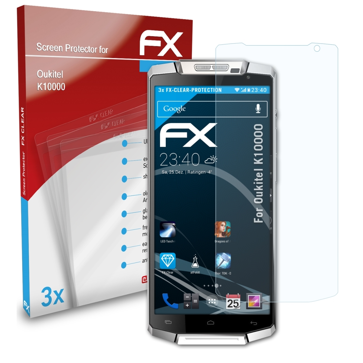 3x K10000) FX-Clear Oukitel Displayschutz(für ATFOLIX