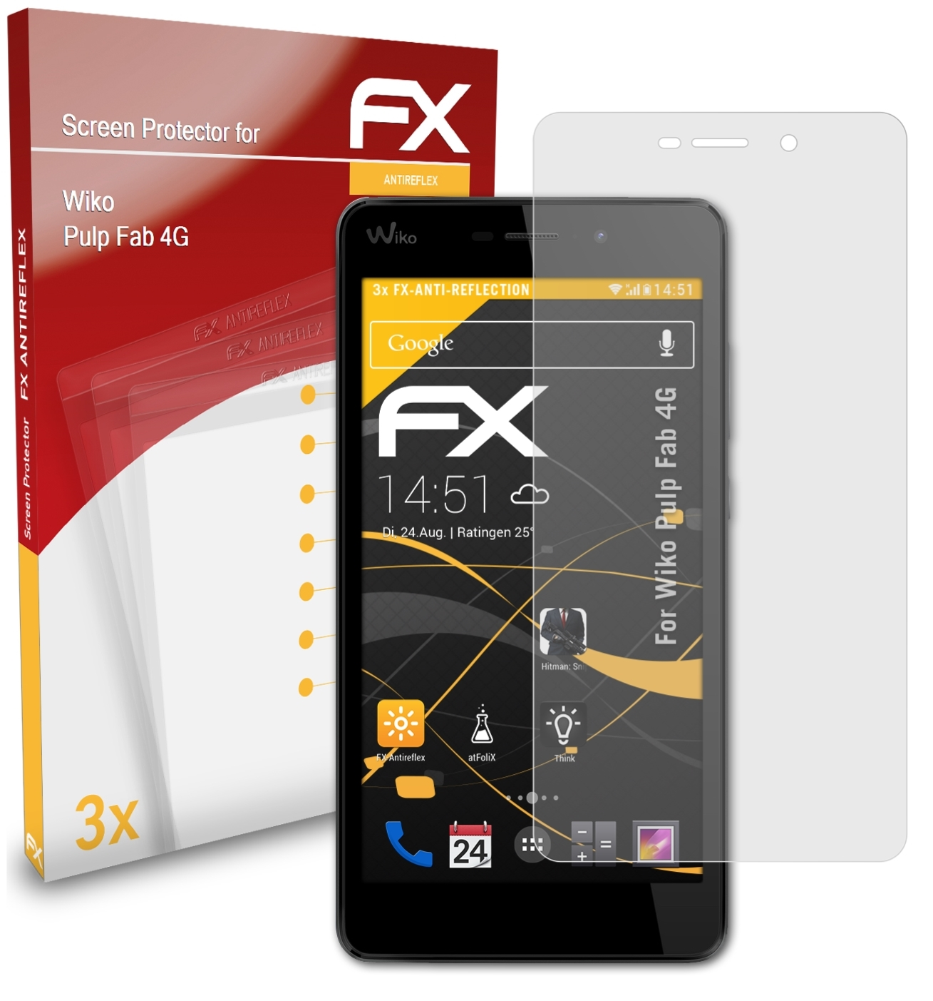 Fab Wiko 3x Displayschutz(für Pulp 4G) FX-Antireflex ATFOLIX