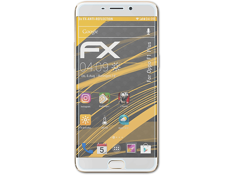 ATFOLIX 3x FX-Antireflex Displayschutz(für Oppo F1 Plus)