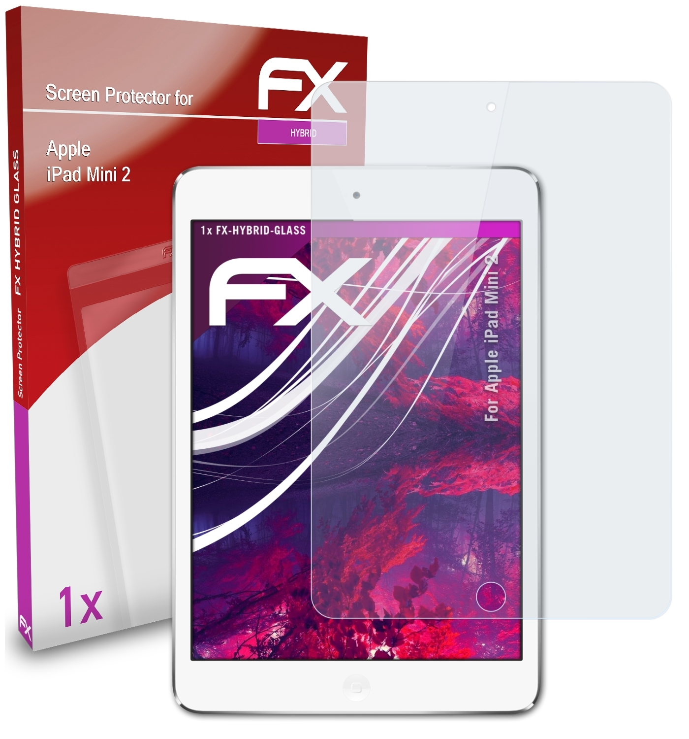 ATFOLIX FX-Hybrid-Glass Schutzglas(für Apple Mini iPad 2)