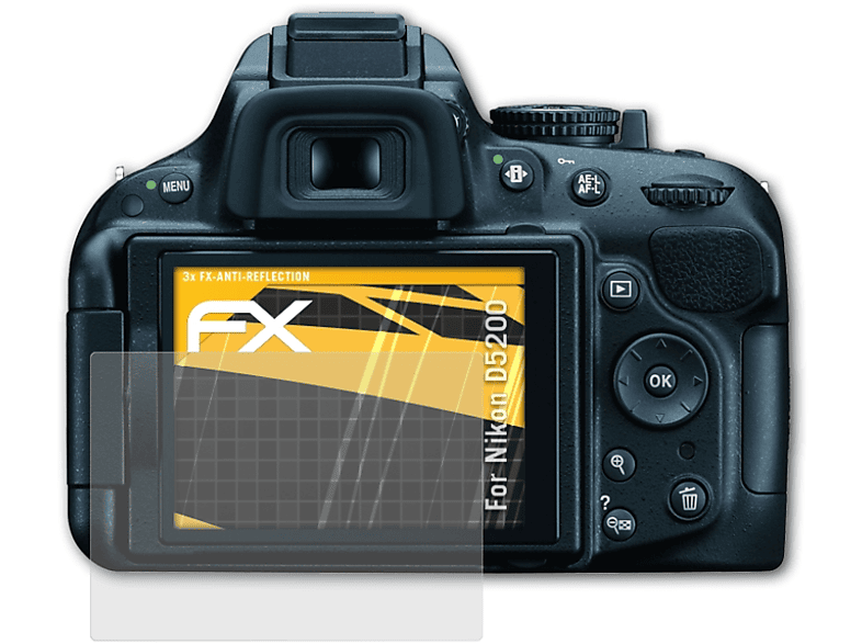 D5200) ATFOLIX Displayschutz(für 3x Nikon FX-Antireflex