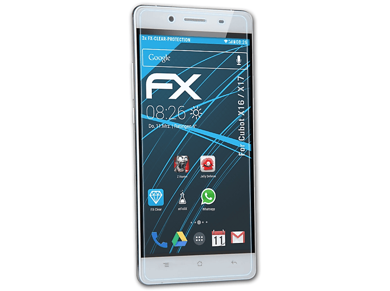 ATFOLIX 3x FX-Clear Displayschutz(für Cubot X17) X16 