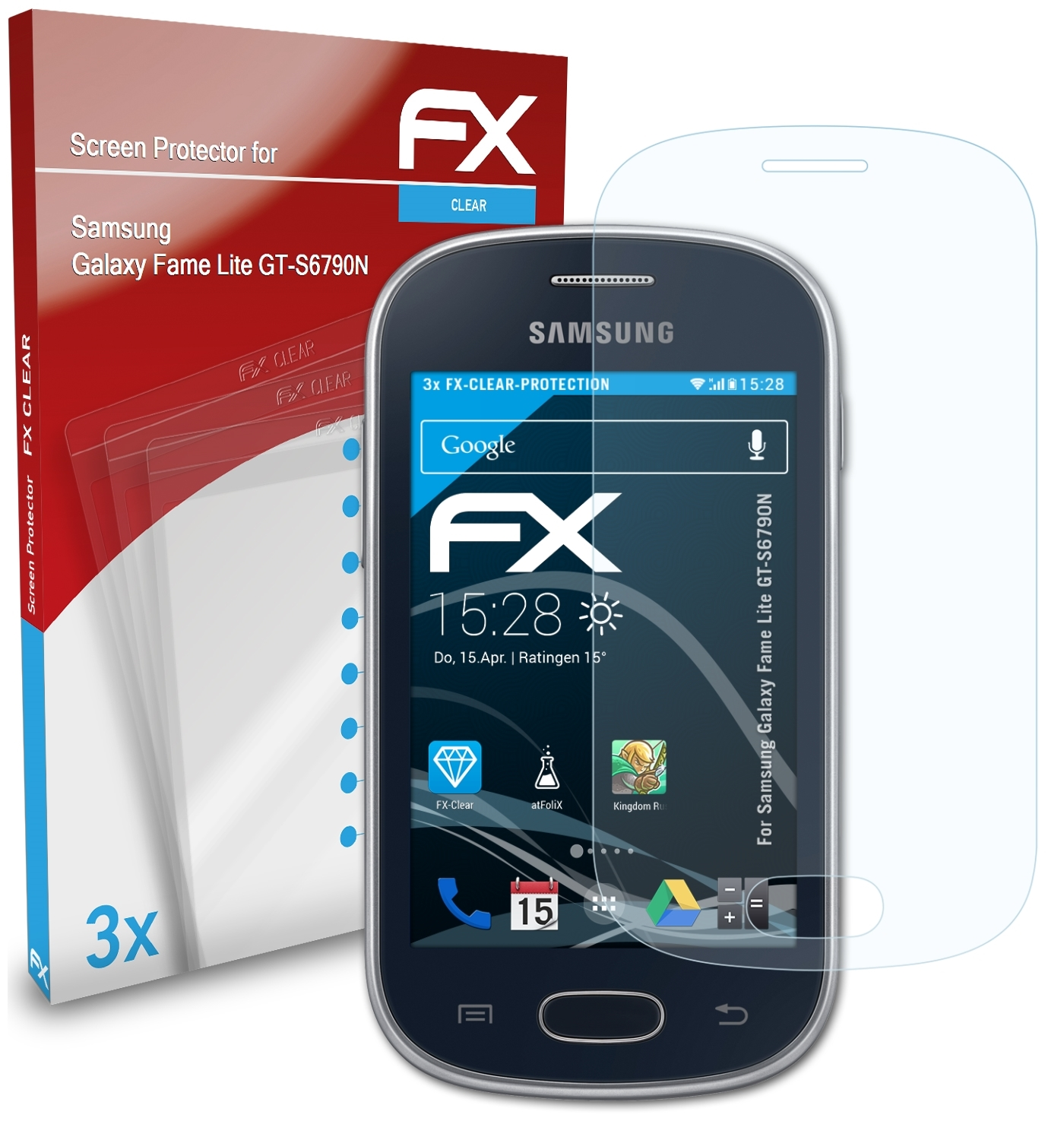 ATFOLIX 3x FX-Clear Galaxy (GT-S6790N)) Displayschutz(für Fame Lite Samsung