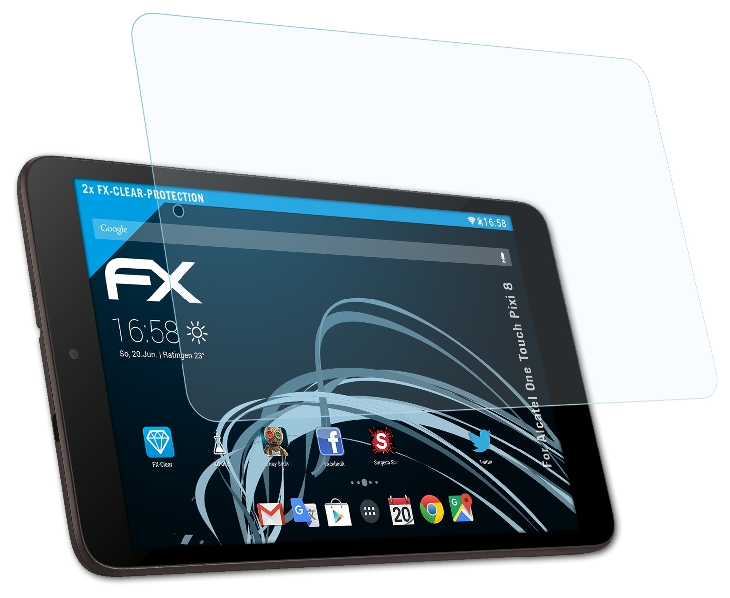 8) ATFOLIX Alcatel 2x Displayschutz(für Touch FX-Clear One Pixi