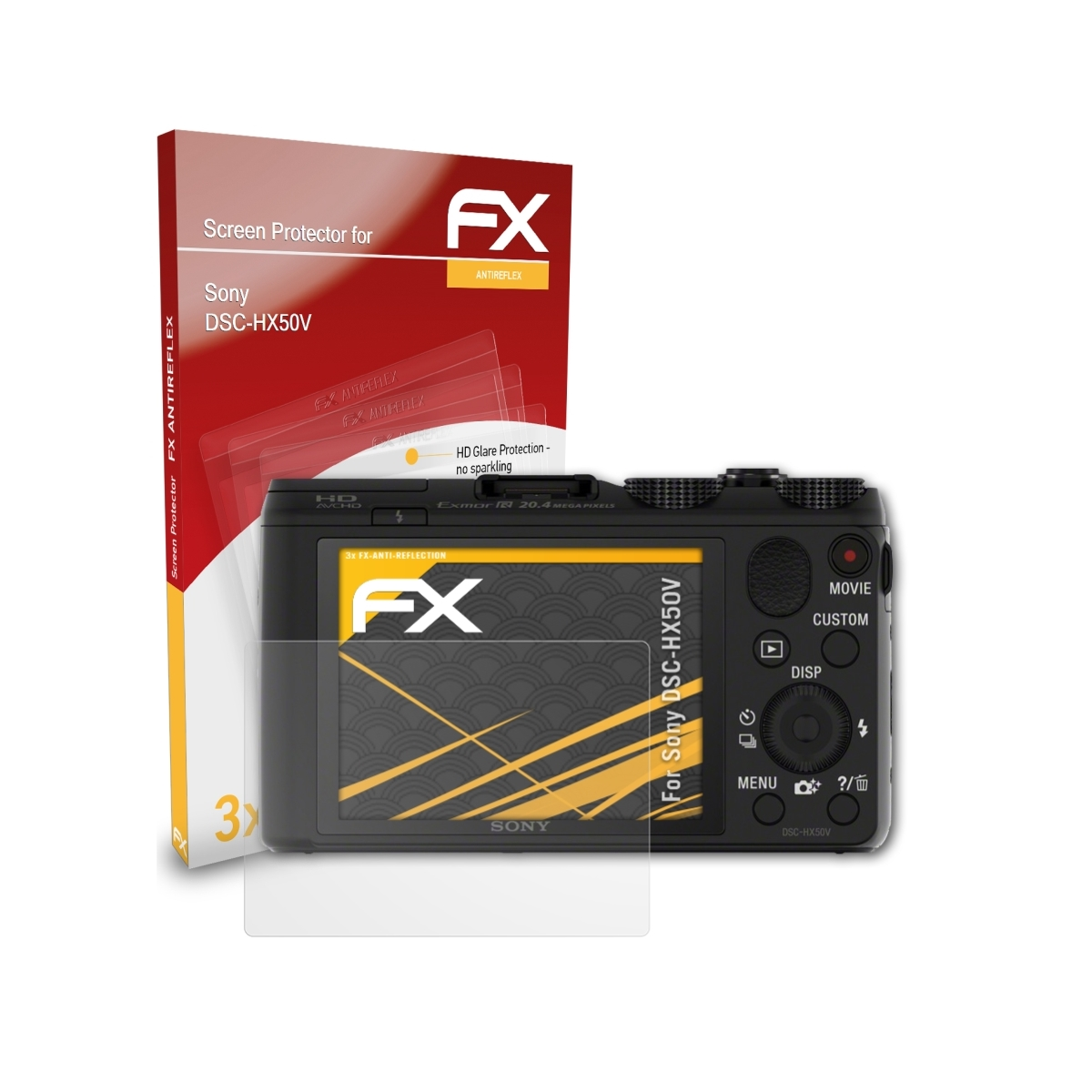 DSC-HX50V) ATFOLIX Sony FX-Antireflex 3x Displayschutz(für