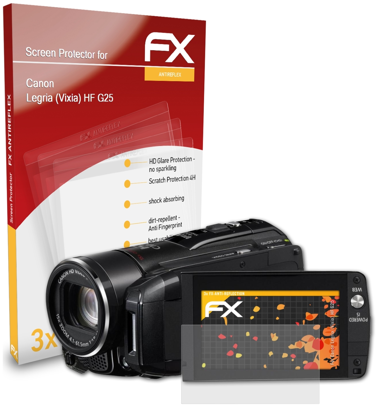 FX-Antireflex Displayschutz(für ATFOLIX Canon G25) Legria HF 3x (Vixia)
