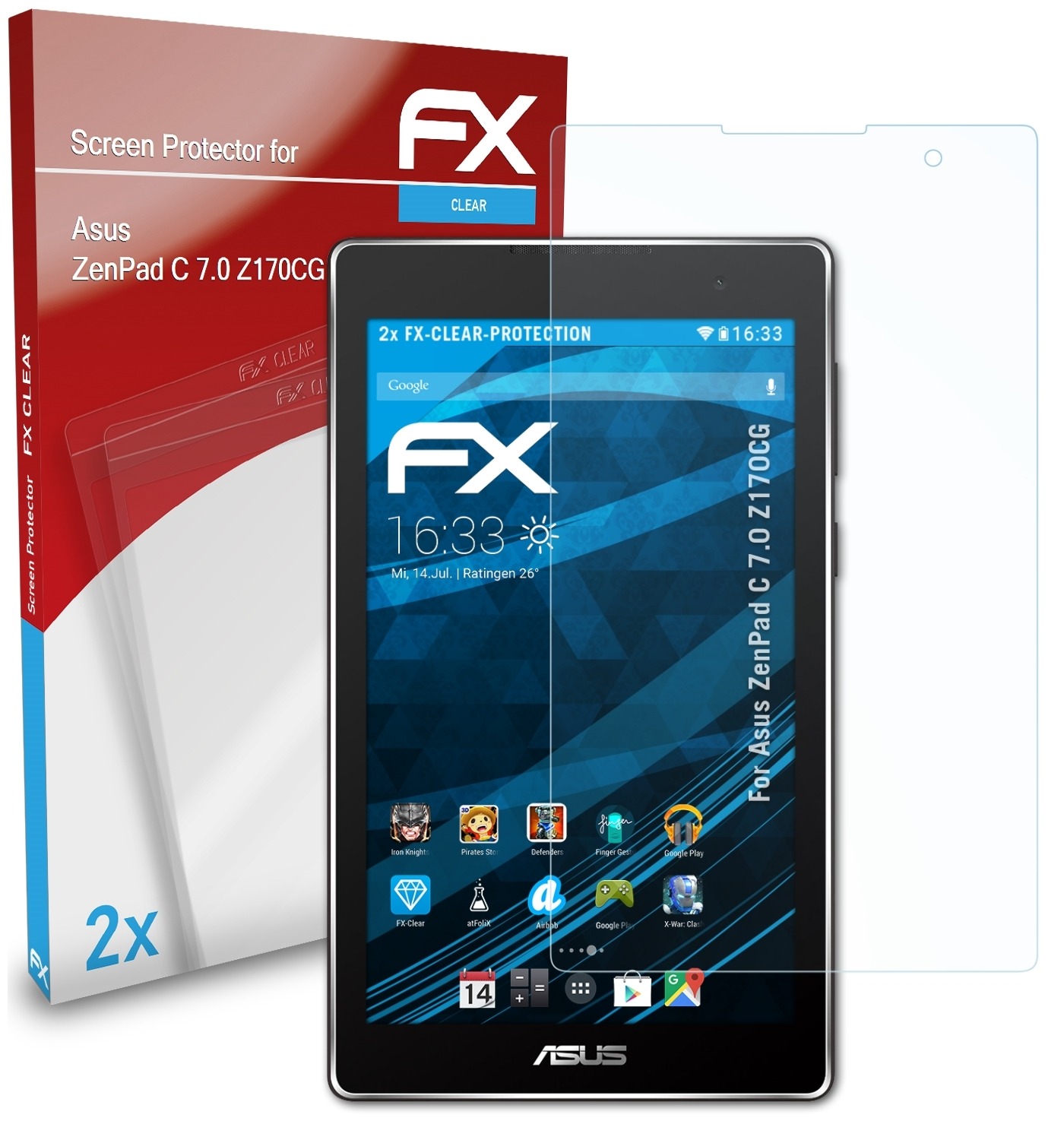 ATFOLIX 2x (Z170CG)) C ZenPad Asus Displayschutz(für 7.0 FX-Clear
