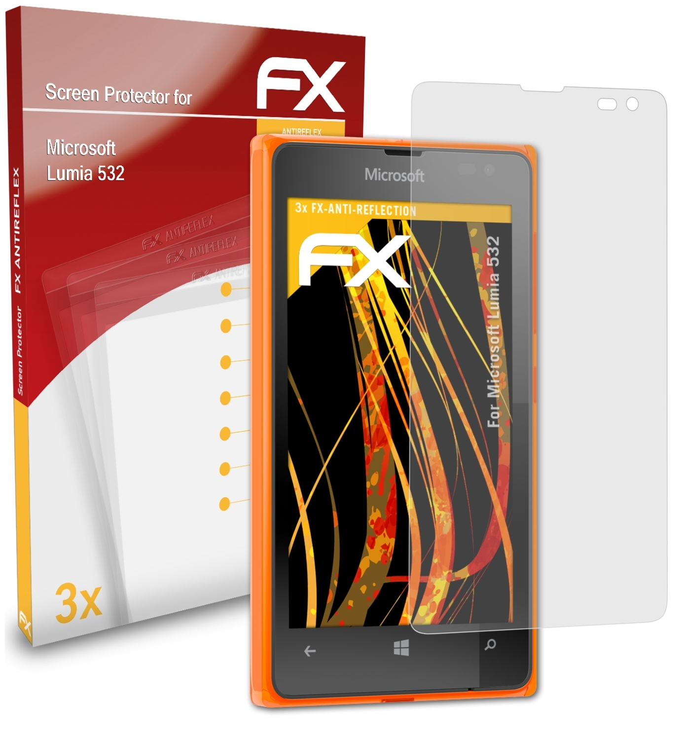 3x 532) Lumia ATFOLIX Displayschutz(für Microsoft FX-Antireflex