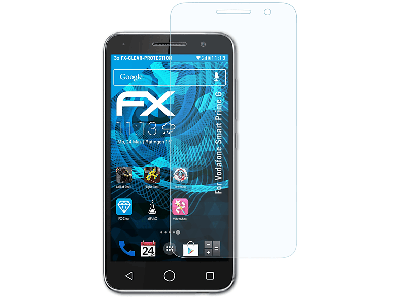 ATFOLIX 3x FX-Clear Displayschutz(für Vodafone Smart Prime 6) | Displayschutzfolien & Gläser