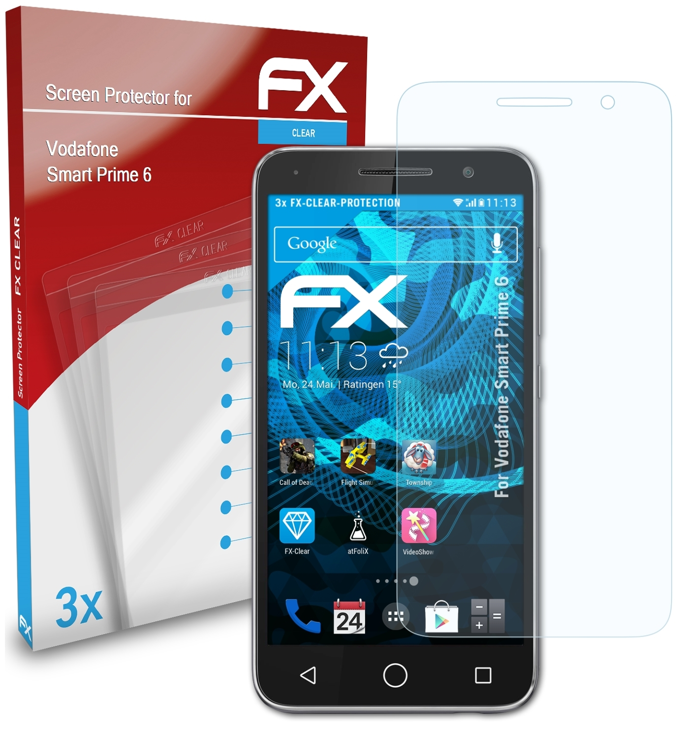 FX-Clear 3x 6) ATFOLIX Displayschutz(für Smart Prime Vodafone