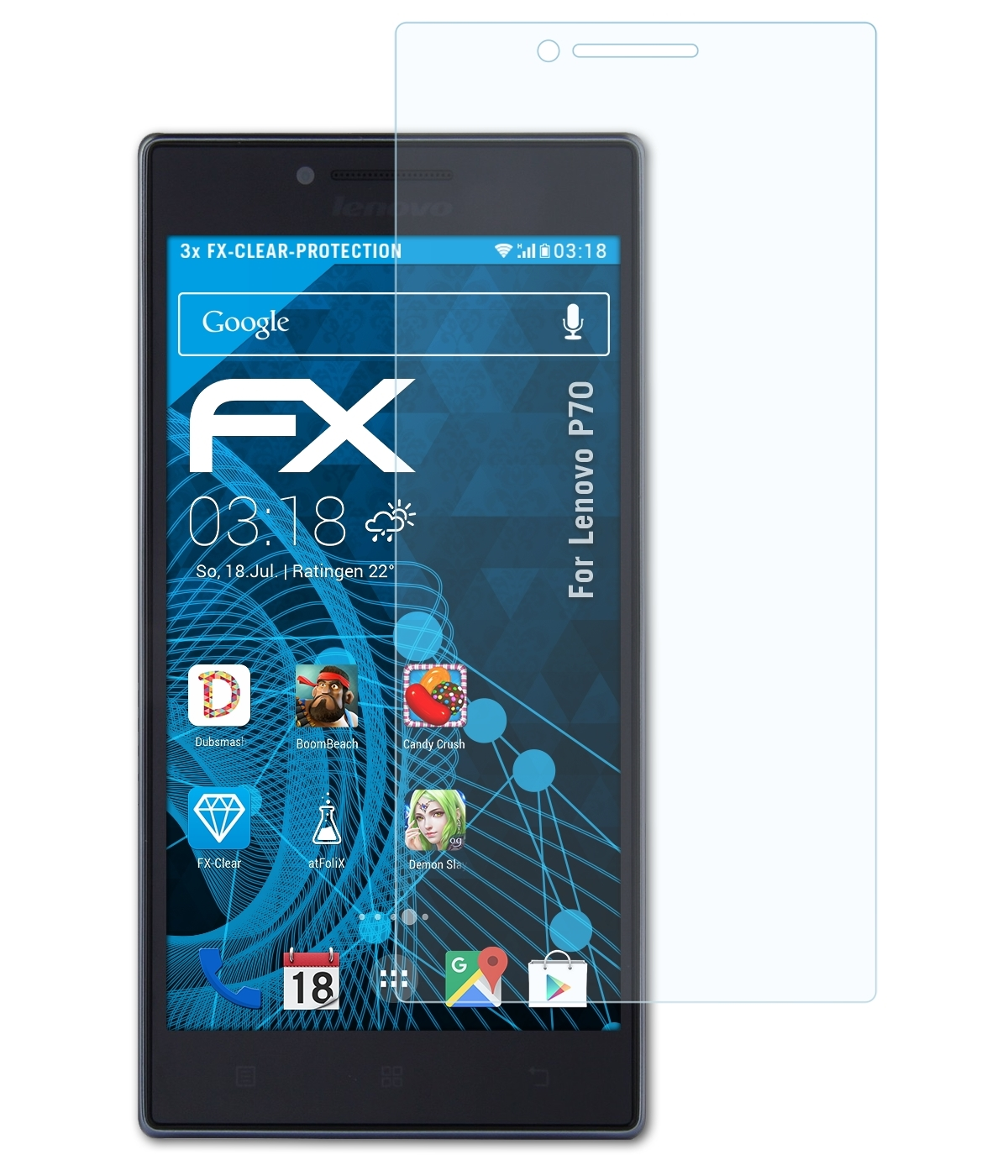 ATFOLIX Displayschutz(für Lenovo P70) 3x FX-Clear