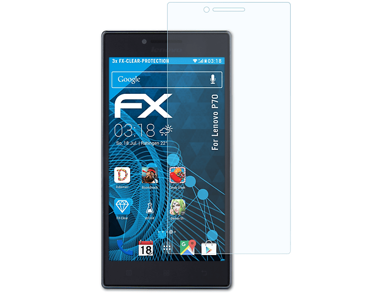 ATFOLIX 3x FX-Clear Displayschutz(für Lenovo P70)