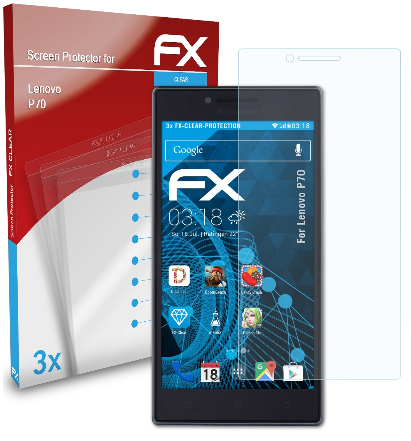 ATFOLIX 3x FX-Clear Displayschutz(für P70) Lenovo