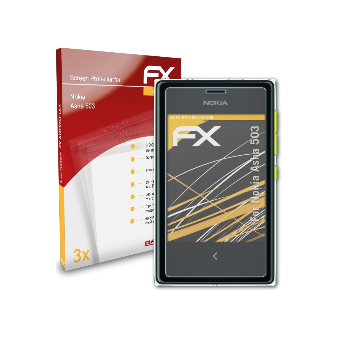 ATFOLIX 3x FX-Antireflex Displayschutz(für Nokia Asha 503)