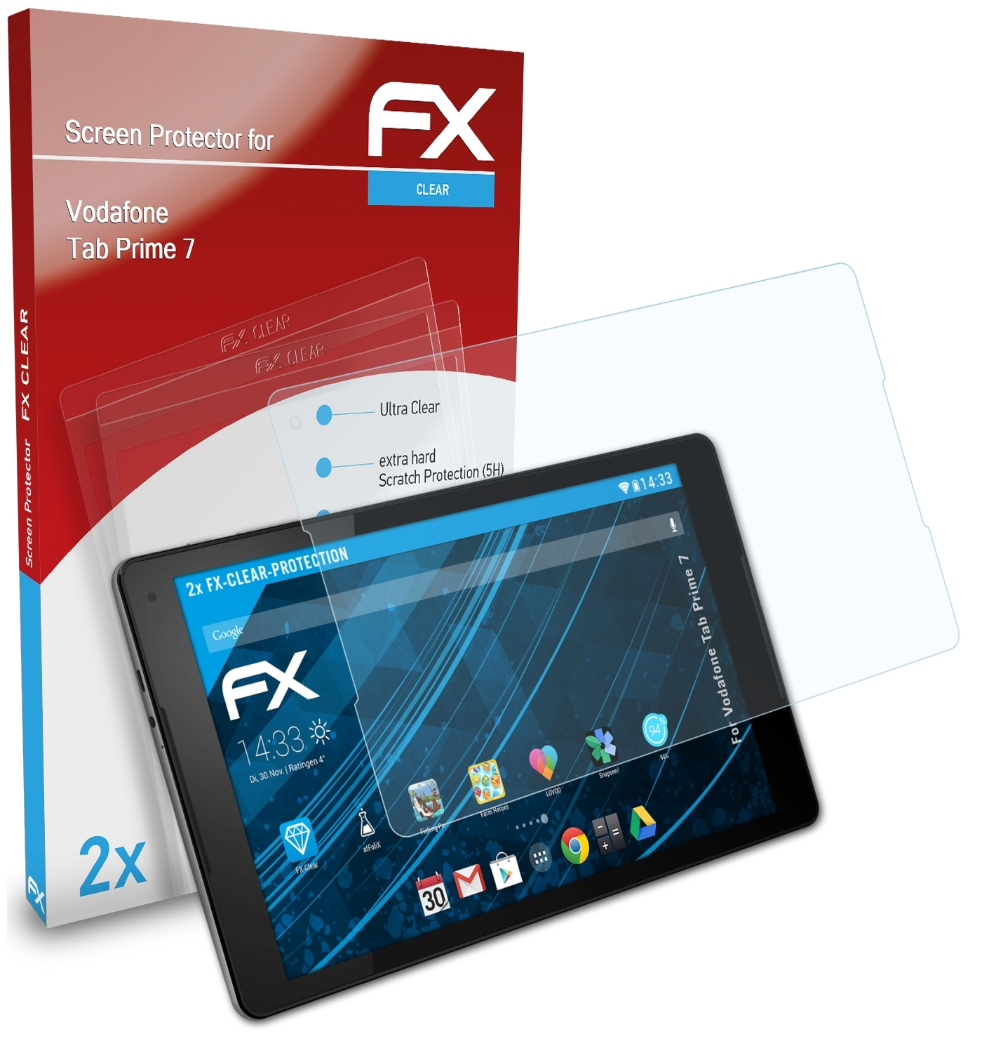 Prime Vodafone FX-Clear Tab 2x ATFOLIX 7) Displayschutz(für