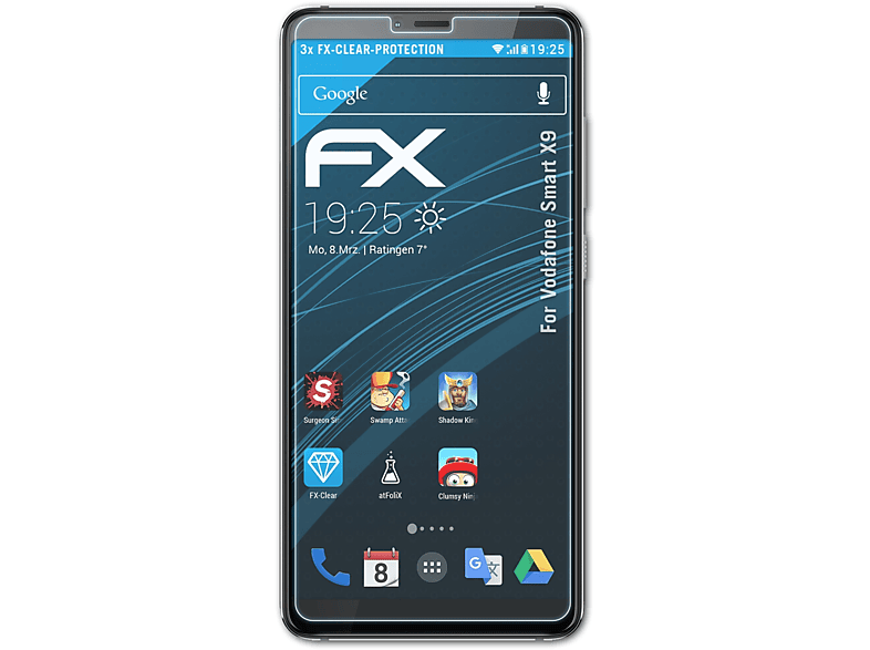 ATFOLIX 3x Smart X9) Displayschutz(für Vodafone FX-Clear